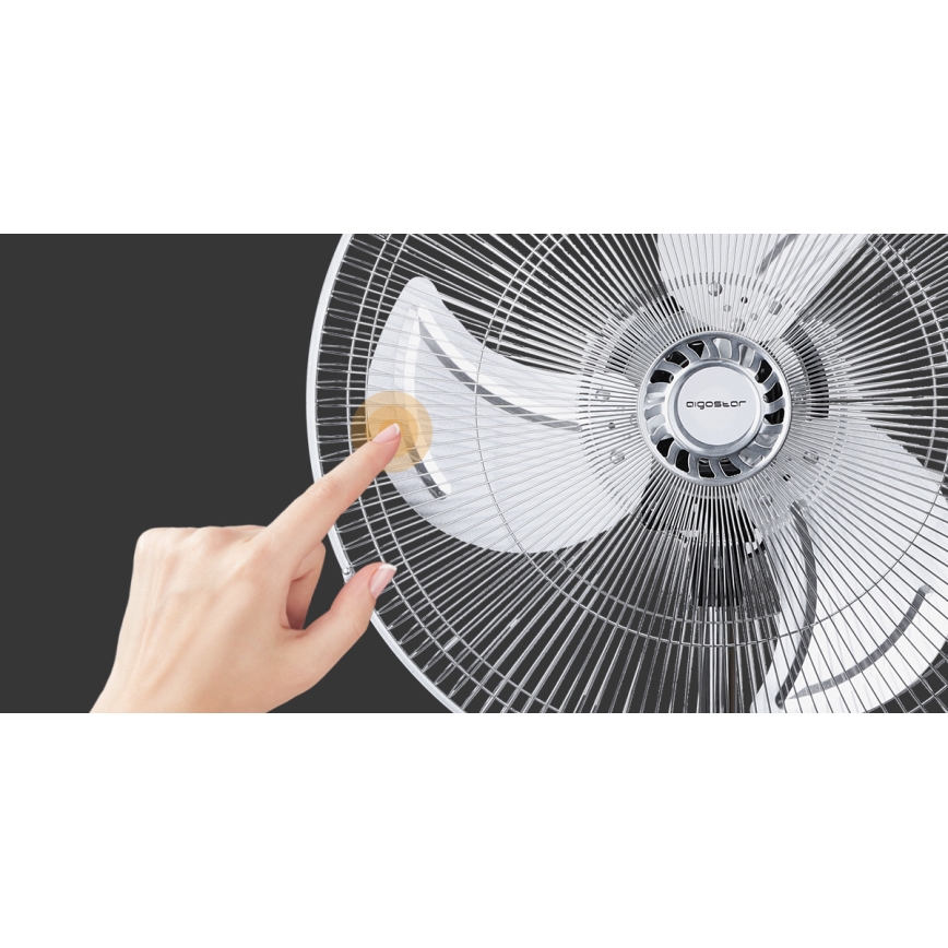 Aigostar - Stojanový ventilátor 55W/230V lesklý chrom/černá