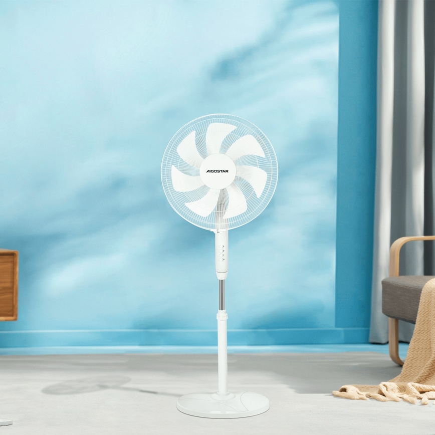 Aigostar - Stojanový ventilátor 60W/230V pr. 40 cm bílá