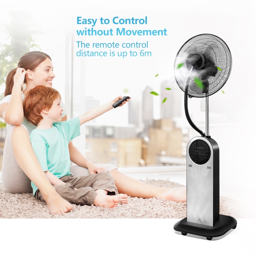 Aigostar - Stojanový ventilátor s mlhovým efektem MIST 95W/230V + dálkové ovládání