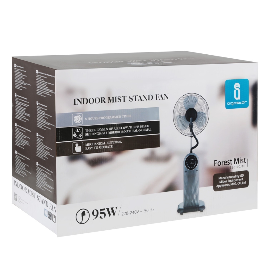 Aigostar - Stojanový ventilátor s mlhovým efektem MIST 95W/230V + dálkové ovládání