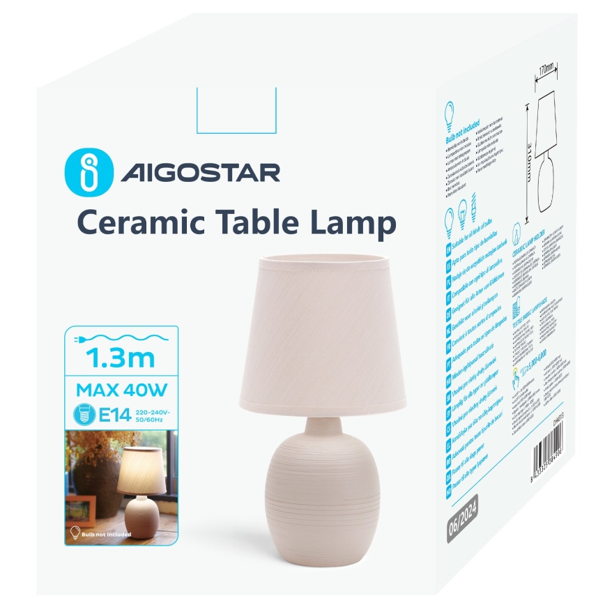 Aigostar - Stolní lampa 1xE14/40W/230V béžová