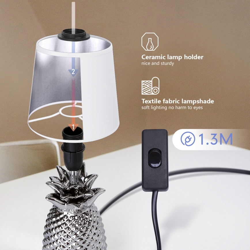 Aigostar - Stolní lampa 1xE14/40W/230V lesklý chrom