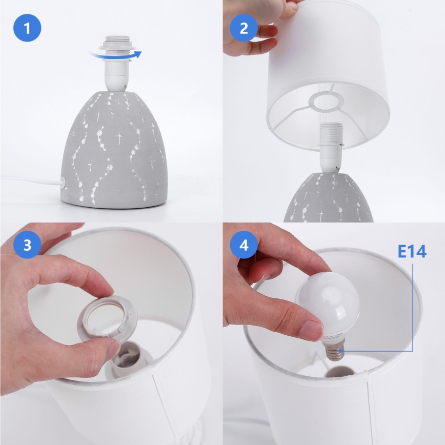 Aigostar - Stolní lampa 1xE14/40W/230V šedá/bílá
