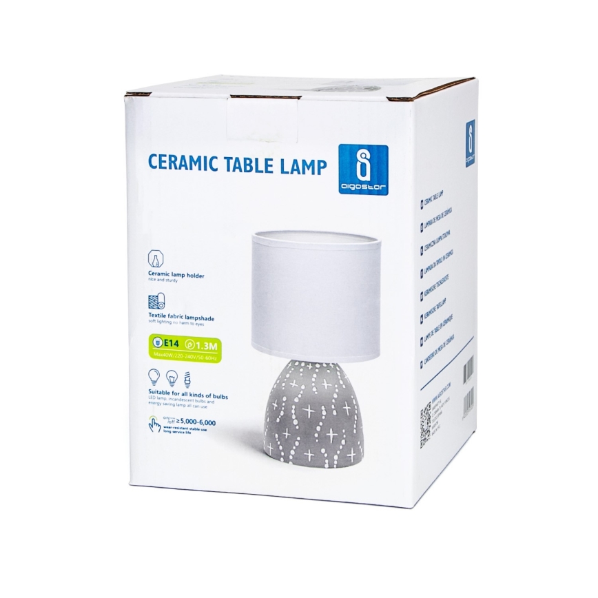Aigostar - Stolní lampa 1xE14/40W/230V šedá/bílá