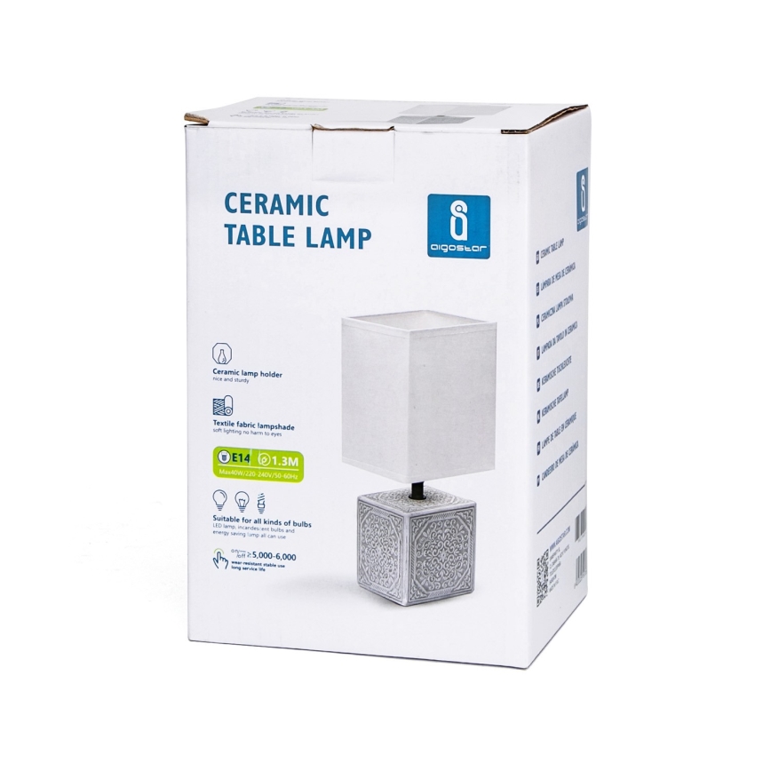 Aigostar - Stolní lampa 1xE14/40W/230V šedá/bílá
