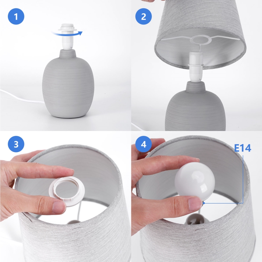 Aigostar - Stolní lampa 1xE14/40W/230V šedá