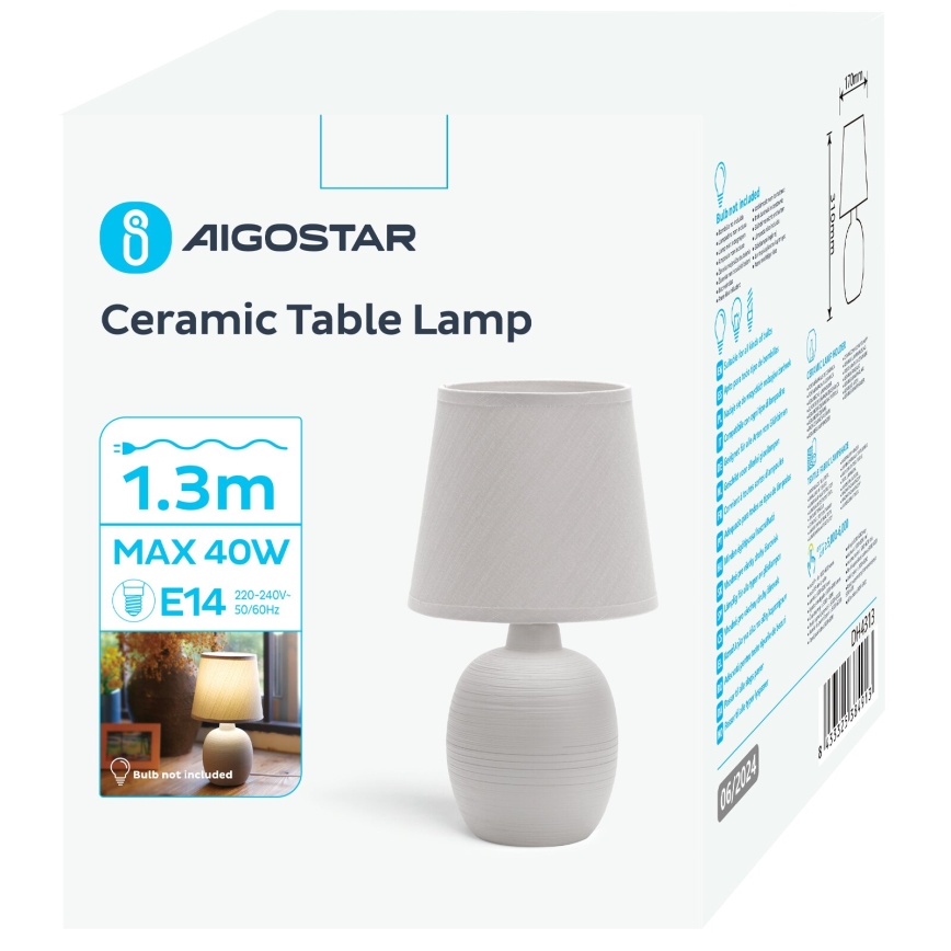 Aigostar - Stolní lampa 1xE14/40W/230V šedá