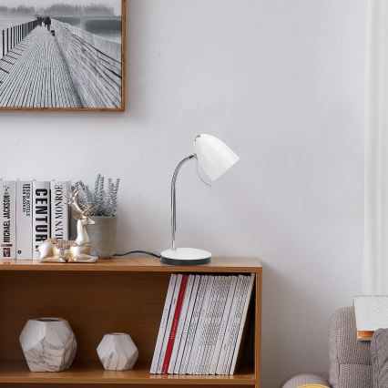 Aigostar - Stolní lampa 1xE27/36W/230V bílá/lesklý chrom