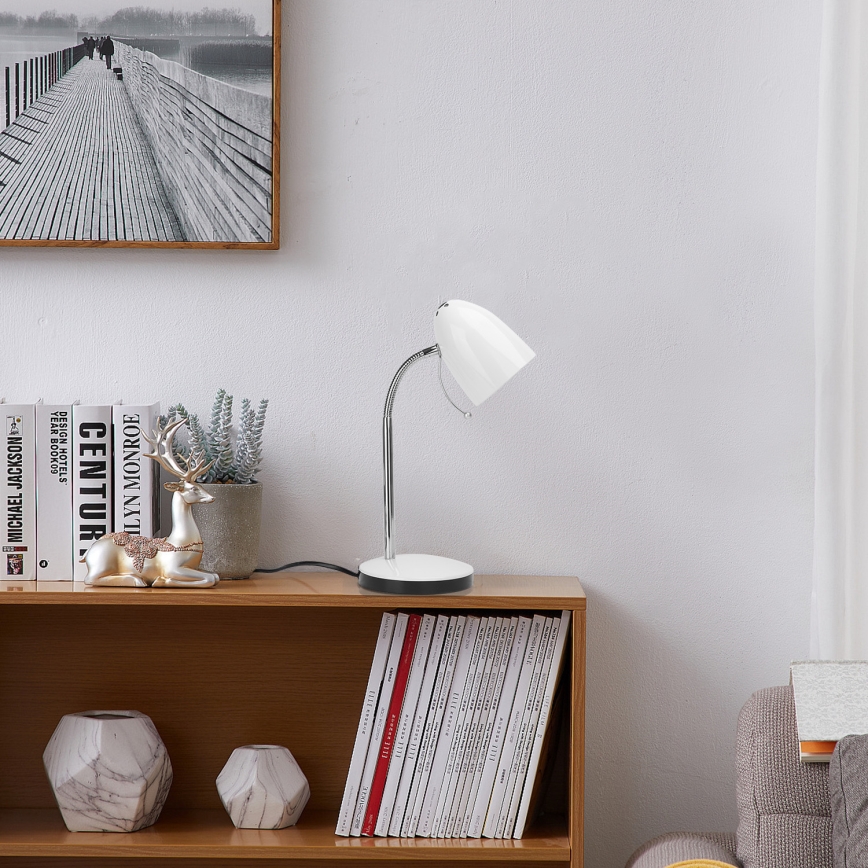 Aigostar - Stolní lampa 1xE27/36W/230V bílá/lesklý chrom