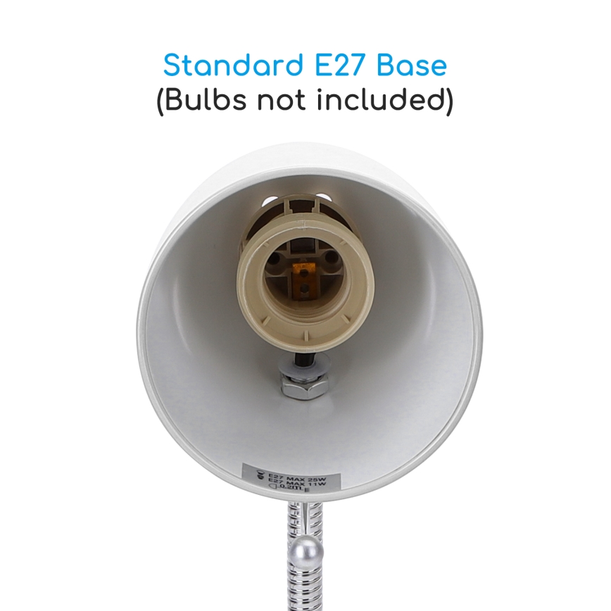 Aigostar - Stolní lampa 1xE27/36W/230V bílá/lesklý chrom