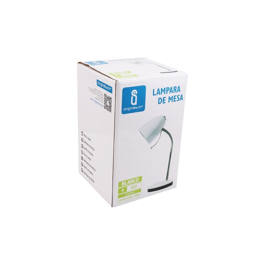Aigostar - Stolní lampa 1xE27/36W/230V bílá/lesklý chrom
