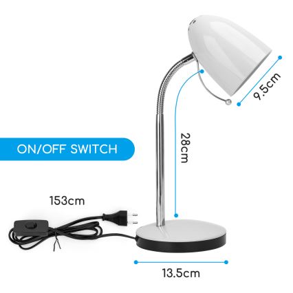 Aigostar - Stolní lampa 1xE27/36W/230V bílá/lesklý chrom