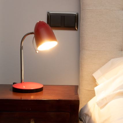 Aigostar - Stolní lampa 1xE27/36W/230V červená/lesklý chrom