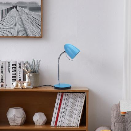 Aigostar - Stolní lampa 1xE27/36W/230V modrá/lesklý chrom