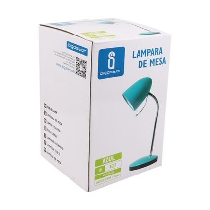 Aigostar - Stolní lampa 1xE27/36W/230V modrá/lesklý chrom