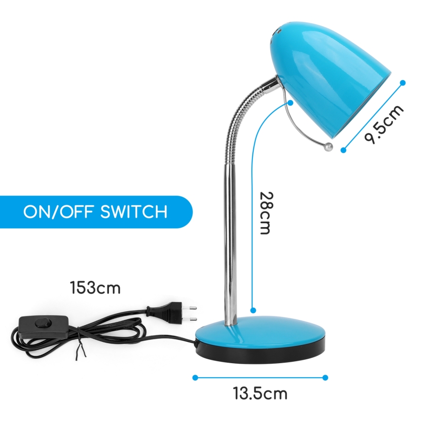 Aigostar - Stolní lampa 1xE27/36W/230V modrá/lesklý chrom