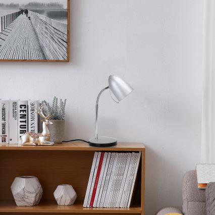 Aigostar - Stolní lampa 1xE27/36W/230V stříbrná/lesklý chrom
