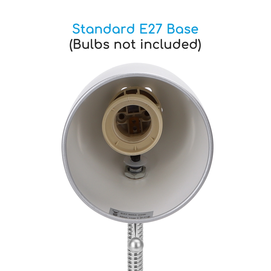Aigostar - Stolní lampa 1xE27/36W/230V stříbrná/lesklý chrom