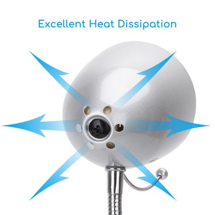 Aigostar - Stolní lampa 1xE27/36W/230V stříbrná/lesklý chrom