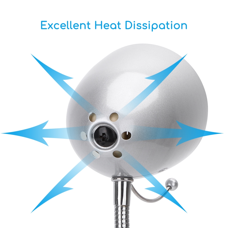 Aigostar - Stolní lampa 1xE27/36W/230V stříbrná/lesklý chrom