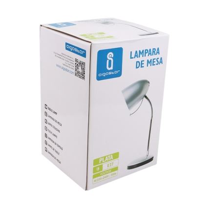 Aigostar - Stolní lampa 1xE27/36W/230V stříbrná/lesklý chrom