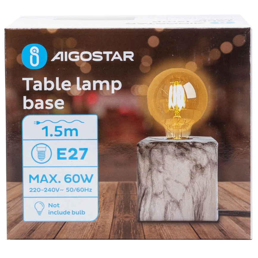 Aigostar - Stolní lampa 1xE27/60W/230V bílá/šedá