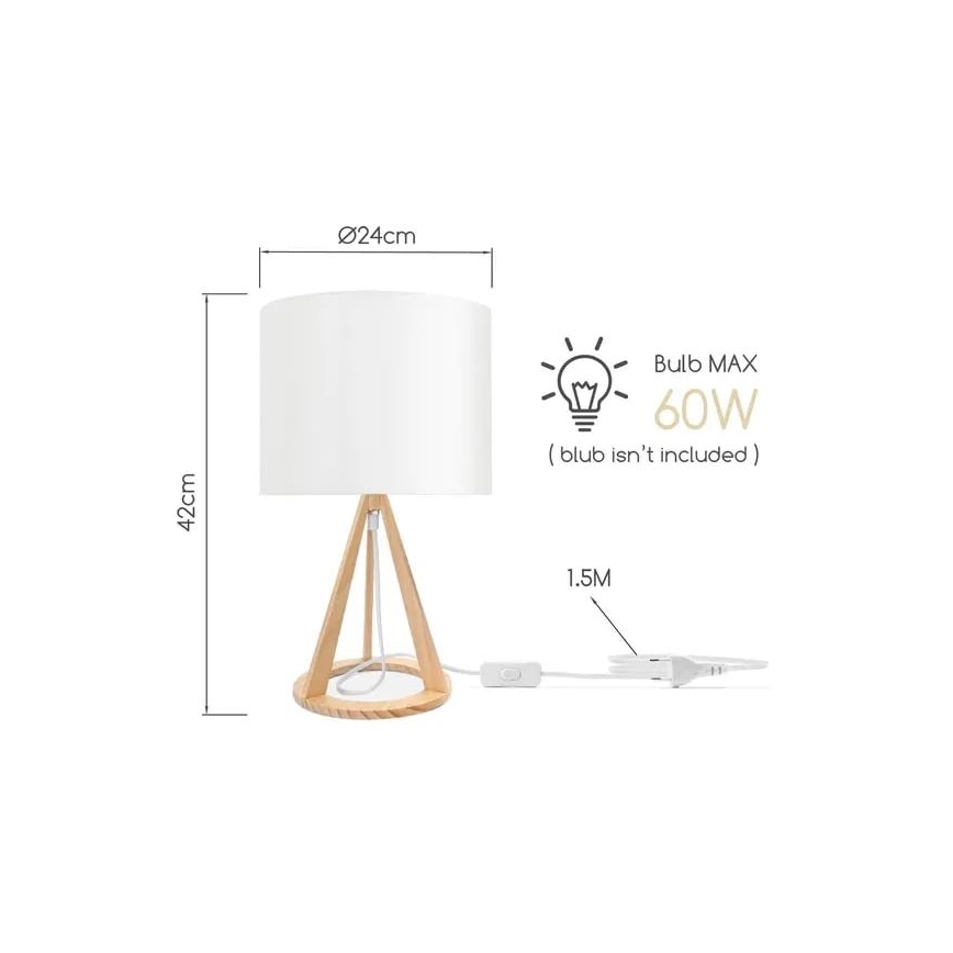 Aigostar - Stolní lampa 1xE27/60W/230V borovice