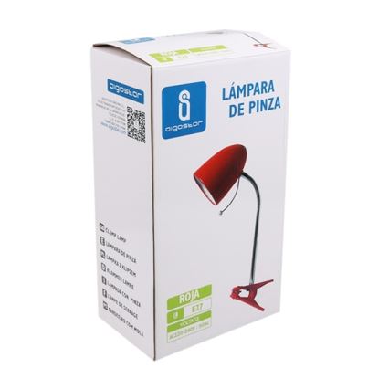 Aigostar - Stolní lampa s klipem 1xE27/11W/230V červená/lesklý chrom