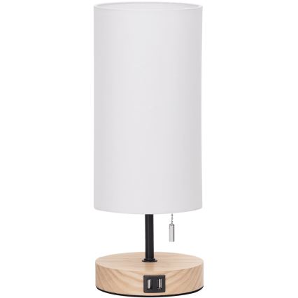 Aigostar - Stolní lampa s USB portem 1xE27/40W/230V béžová