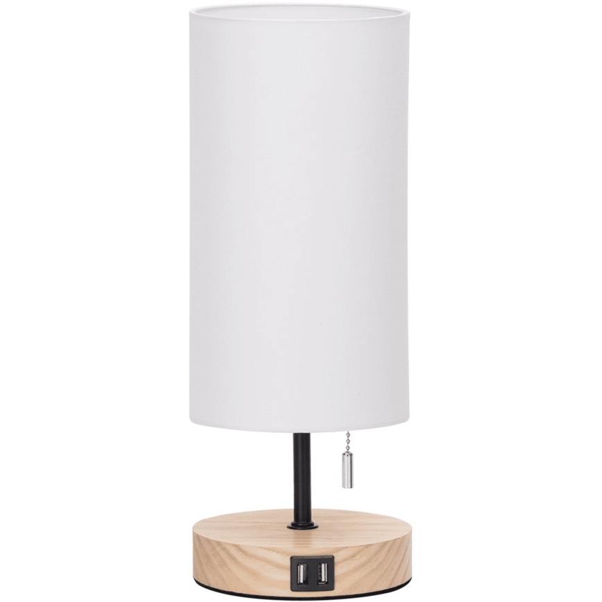 Aigostar - Stolní lampa s USB portem 1xE27/40W/230V béžová