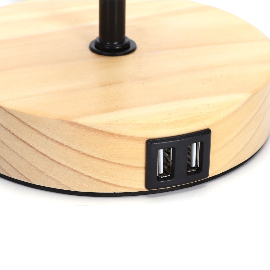 Aigostar - Stolní lampa s USB portem 1xE27/40W/230V béžová