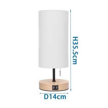 Aigostar - Stolní lampa s USB portem 1xE27/40W/230V béžová