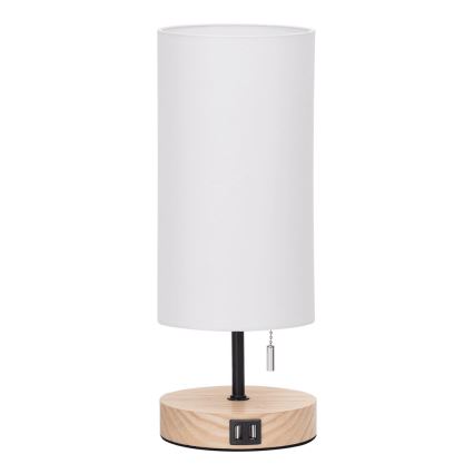 Aigostar - Stolní lampa s USB portem 1xE27/40W/230V béžová