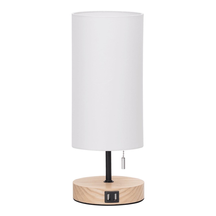 Aigostar - Stolní lampa s USB portem 1xE27/40W/230V béžová