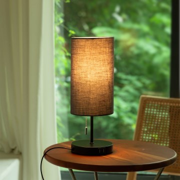 Aigostar - Stolní lampa s USB portem 1xE27/40W/230V černá