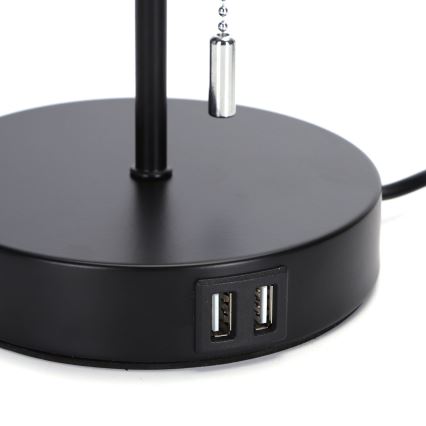 Aigostar - Stolní lampa s USB portem 1xE27/40W/230V černá