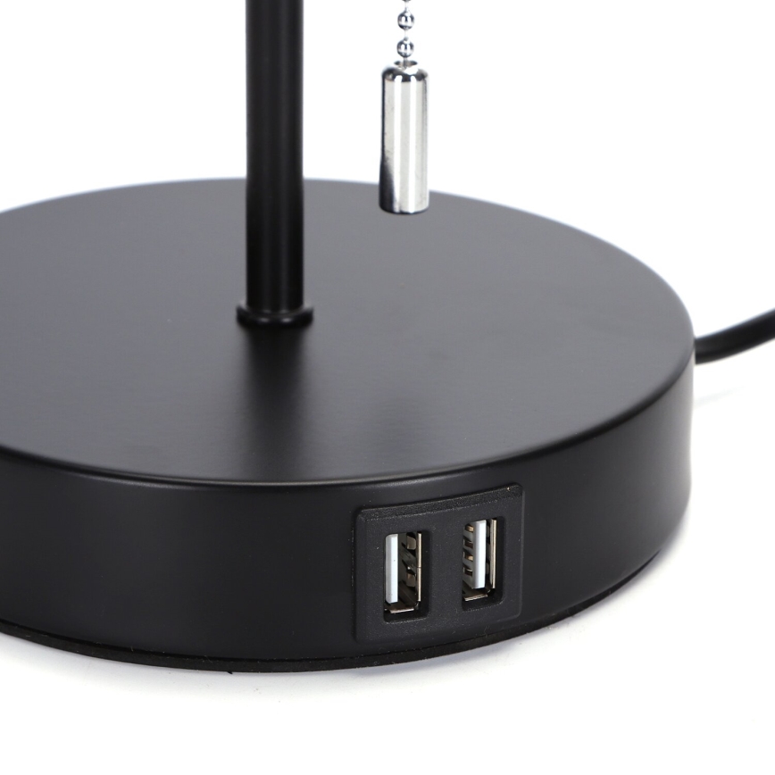 Aigostar - Stolní lampa s USB portem 1xE27/40W/230V černá