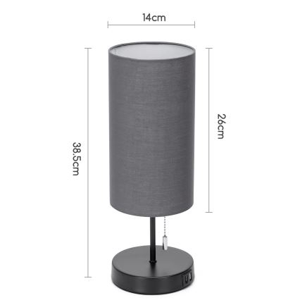 Aigostar - Stolní lampa s USB portem 1xE27/40W/230V černá