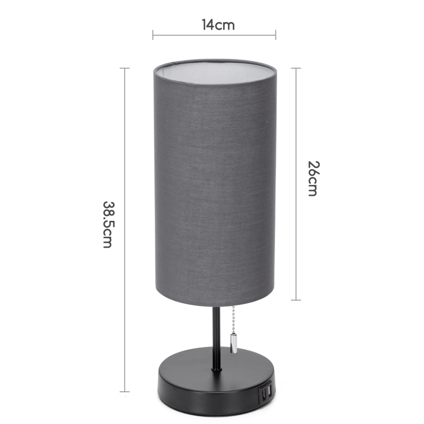 Aigostar - Stolní lampa s USB portem 1xE27/40W/230V černá