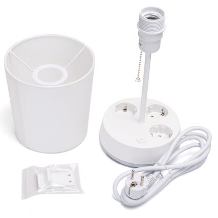 Aigostar - Stolní lampa se zásuvkami 1xE27/60W/230V bílá