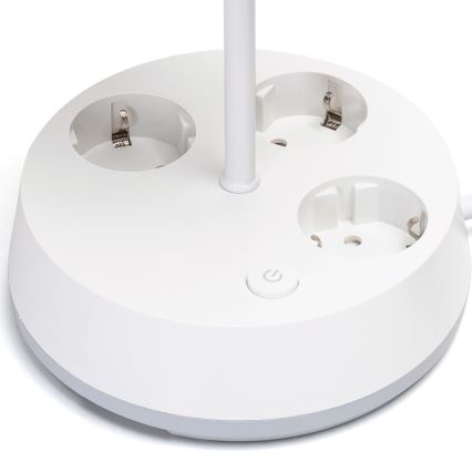 Aigostar - Stolní lampa se zásuvkami 1xE27/60W/230V bílá
