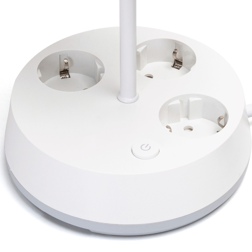 Aigostar - Stolní lampa se zásuvkami 1xE27/60W/230V bílá