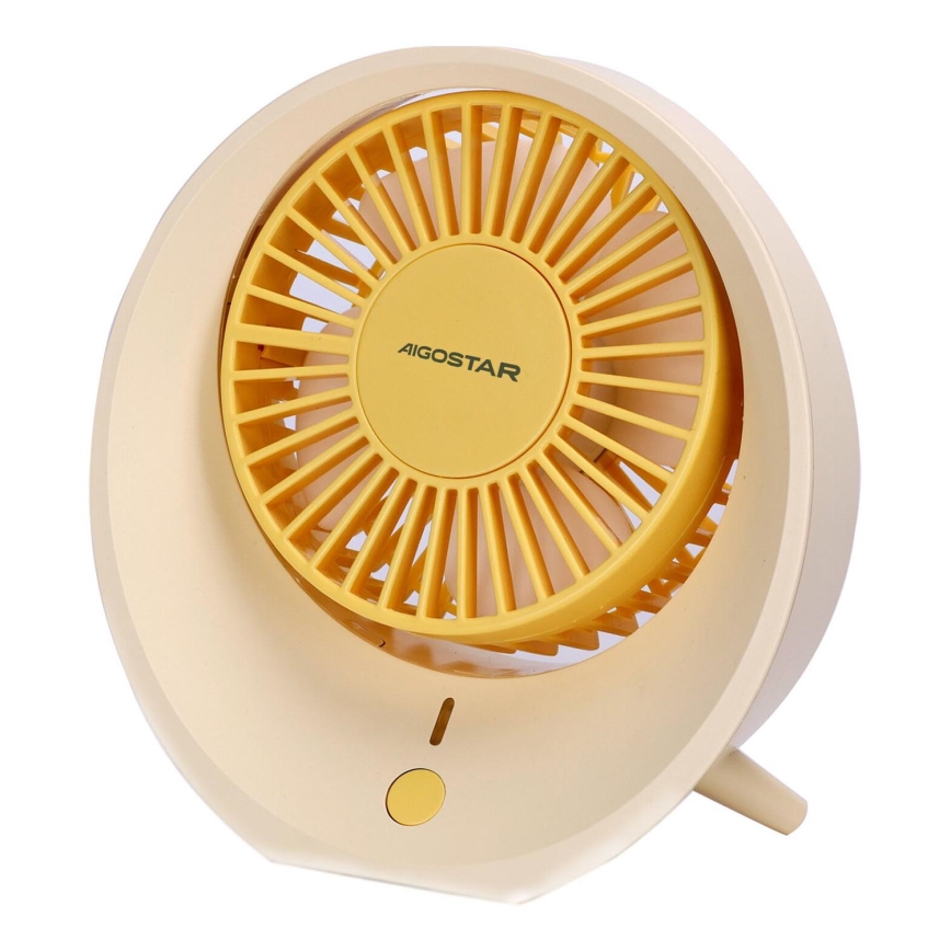 Aigostar - Stolní nabíjecí ventilátor 3W/5V 1200mAh USB oranžová