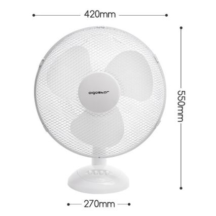 Aigostar - Stolní ventilátor 45W/230V 34 cm bílá