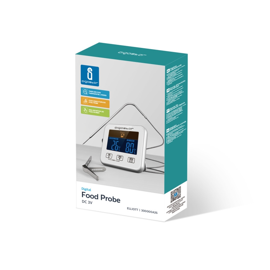 Aigostar - Teploměr na maso s LCD displejem 0-250 °C 2xAAA