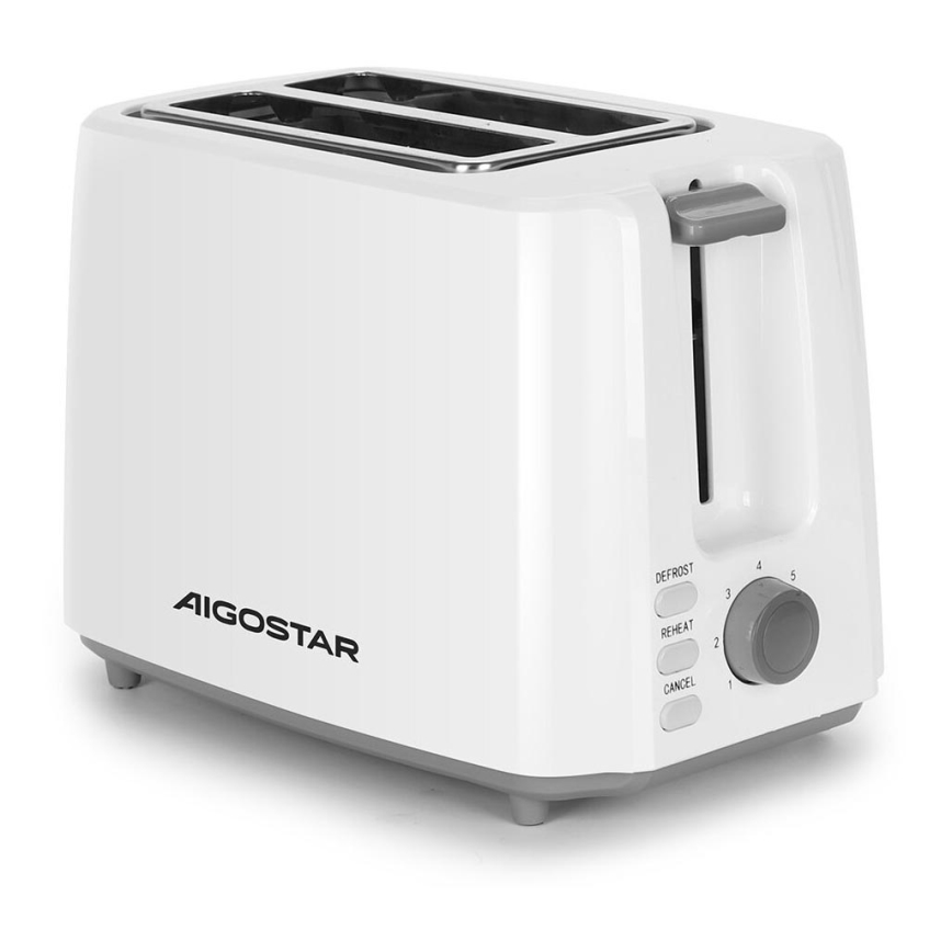 Aigostar - Topinkovač s dvěma otvory 750W/230V bílá