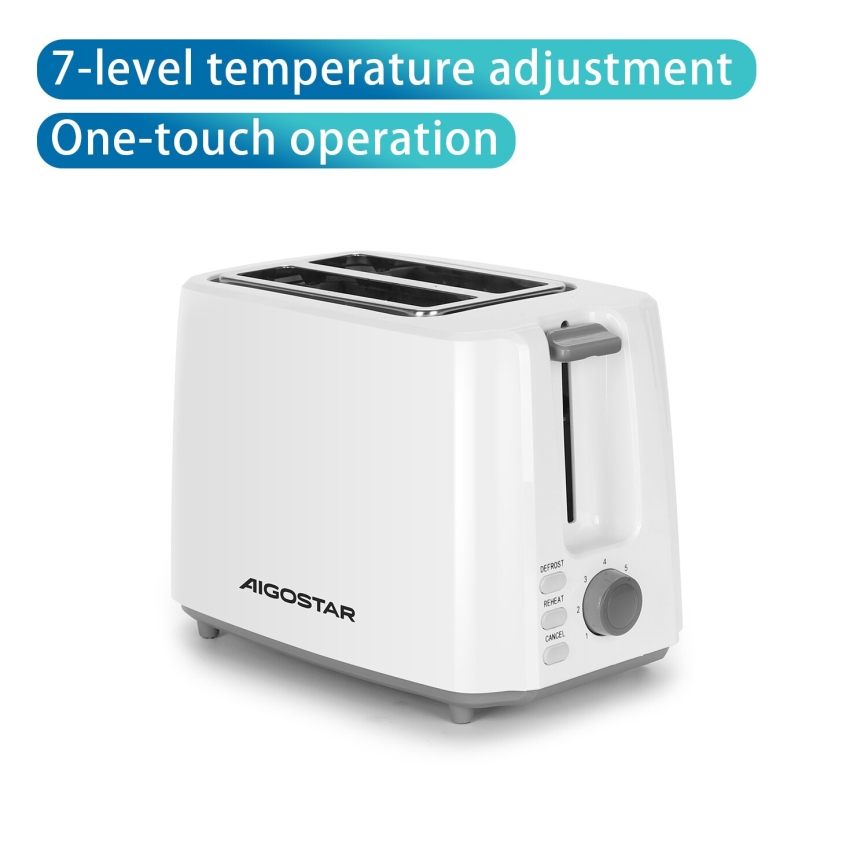 Aigostar - Topinkovač s dvěma otvory 750W/230V bílá