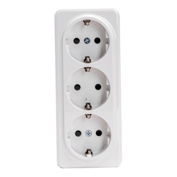Aigostar - Trojitá nástěnná domovní zásuvka SCHUKO 250V bílá