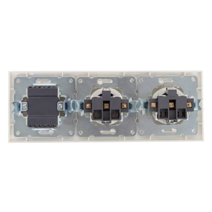 Aigostar - Trojitý vypínač č. 3 a 2x zásuvka SCHUKO 230V s rámečkem bílá