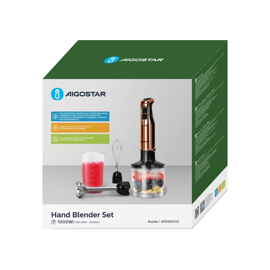 Aigostar - Tyčový mixér 1000W/230V rose gold